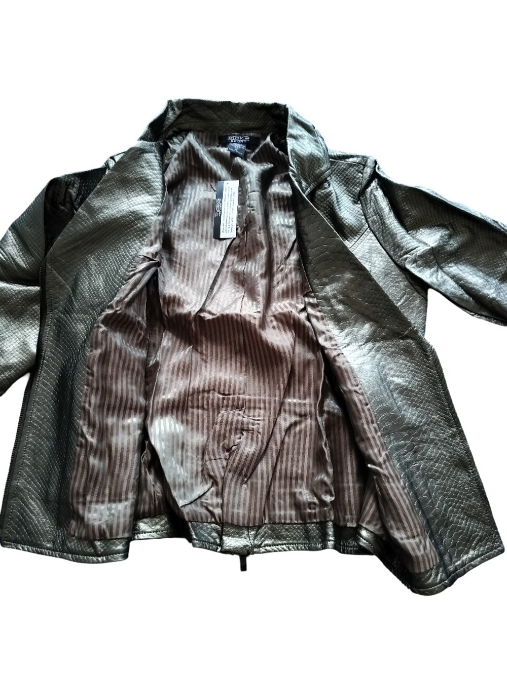 Metallic Snake Skin Olive Cropped Blazer Jacket - Women Size M NWT - Picture 5 of 8